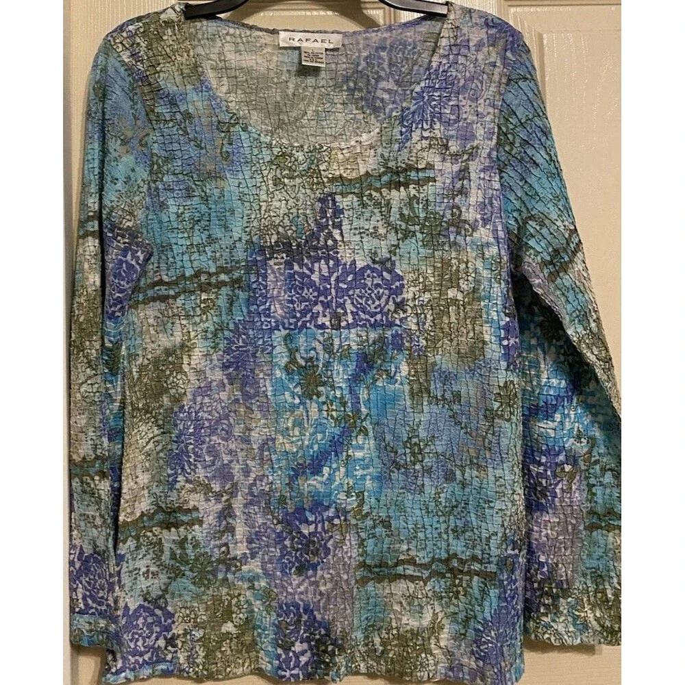 Vintage 90s Y2k Fairycore Mermaid Texture Top Blue Green Artsy Colorful Rafael L